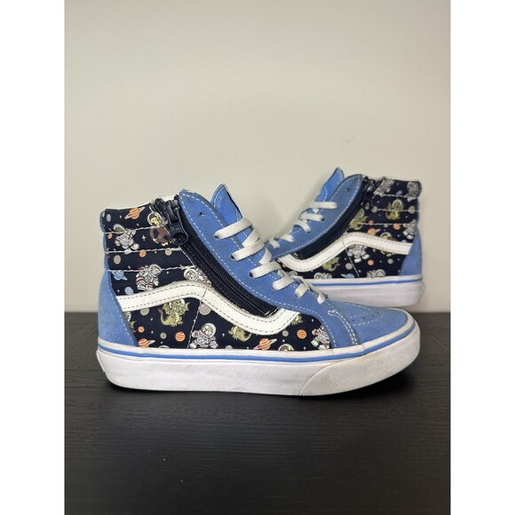 Vans Sk8 High Top Cosmic Astronaut Kid Shoes Sz 2.5 Blue Zip Side Lace Up #1120 - Picture 1 of 15